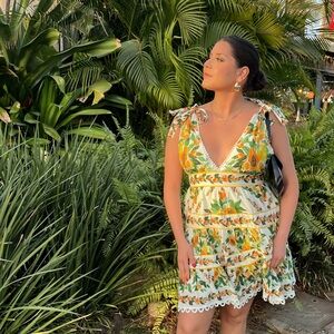 FARM Rio Tropical Print Dress - Green, Yellow, White